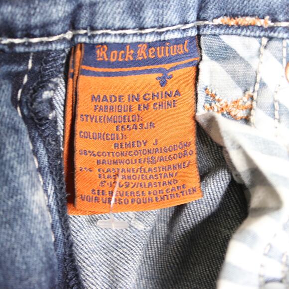 Rock Revival Remedy J Straight Leg Jeans Size 31 Distressed Light Wash - Picture 5 of 11